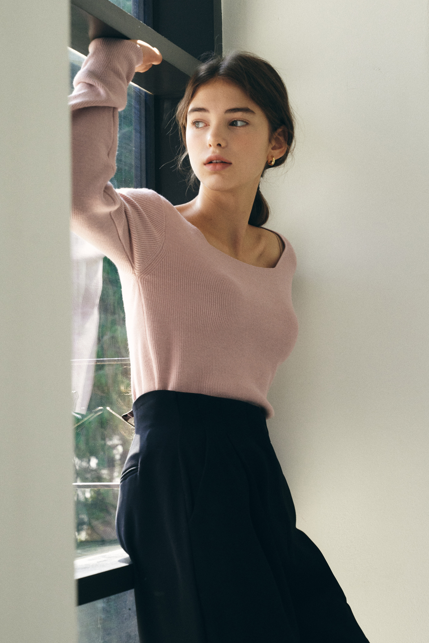Lave square knit T - pink