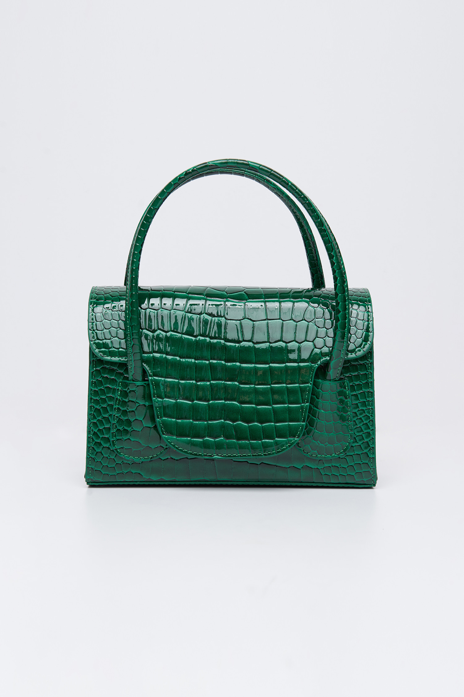 Enamel pattern square tote bag - green