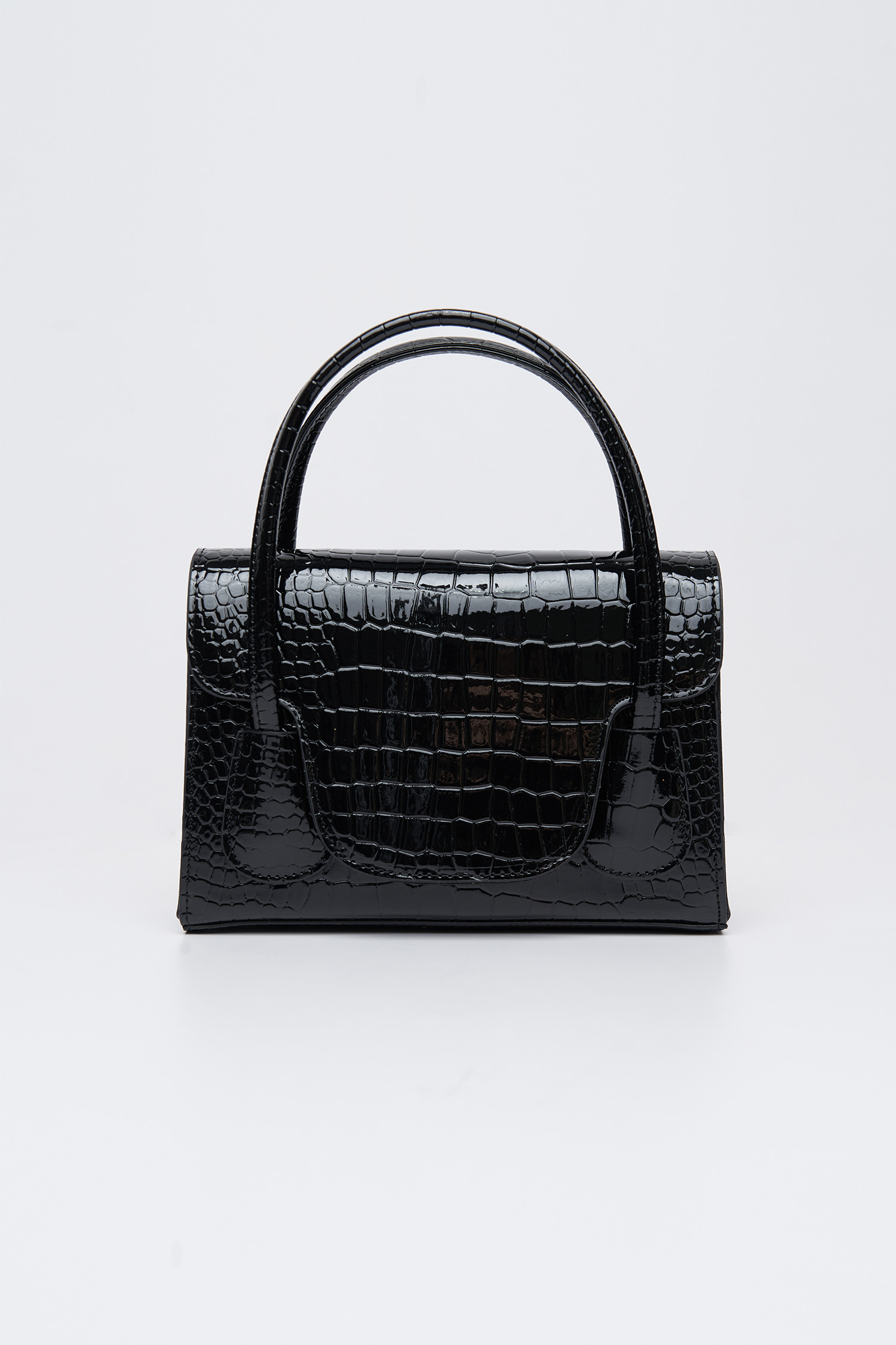 Glossy mini tote bag - black