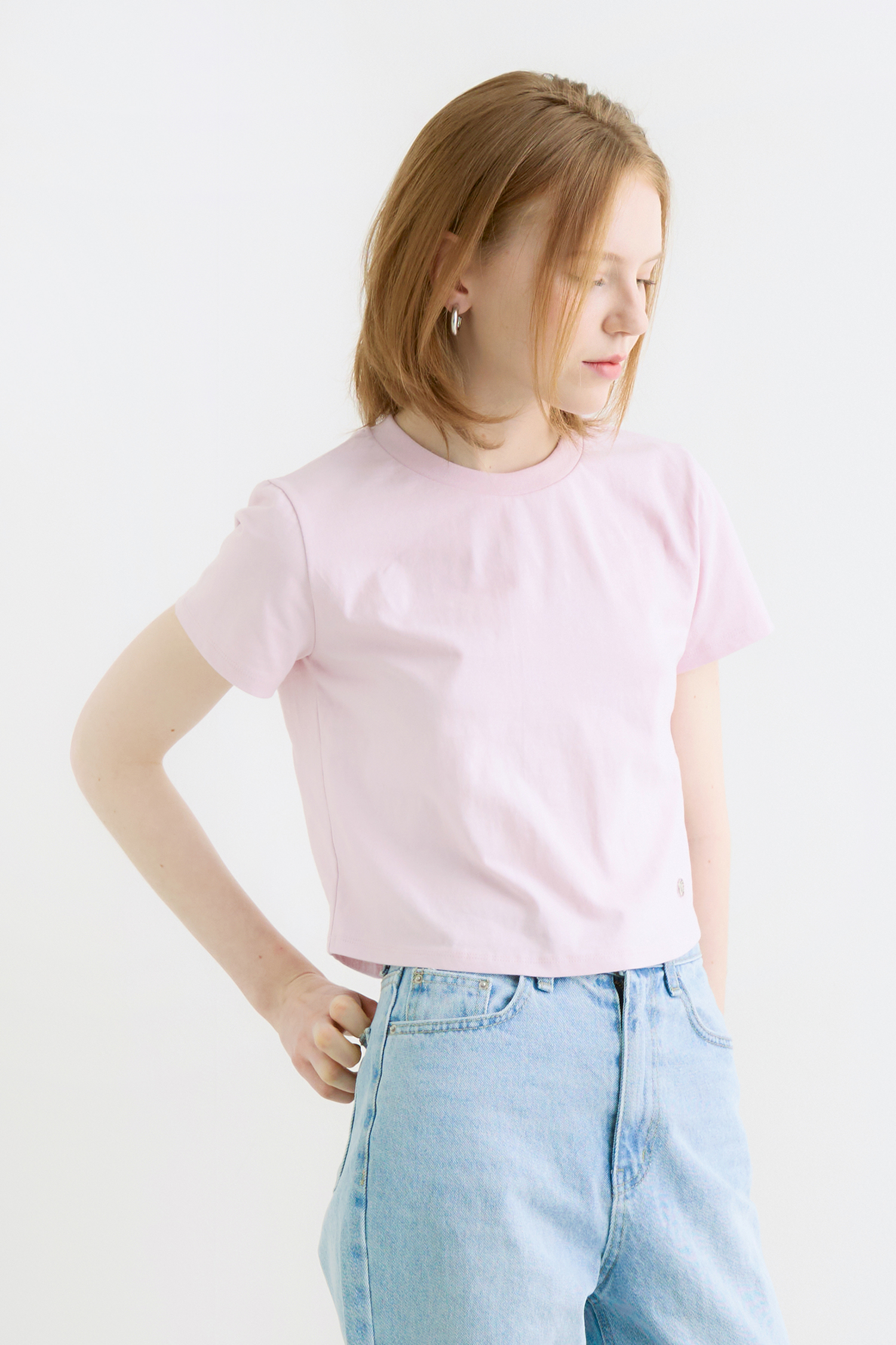 Basic AD silver point t shirt - pink